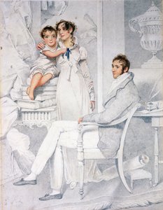 Mr. és Mrs. Richmond Thackeray és fiuk, William Makepeace Thackeray (1811-63) 1814 (ceruza és WC papíron)